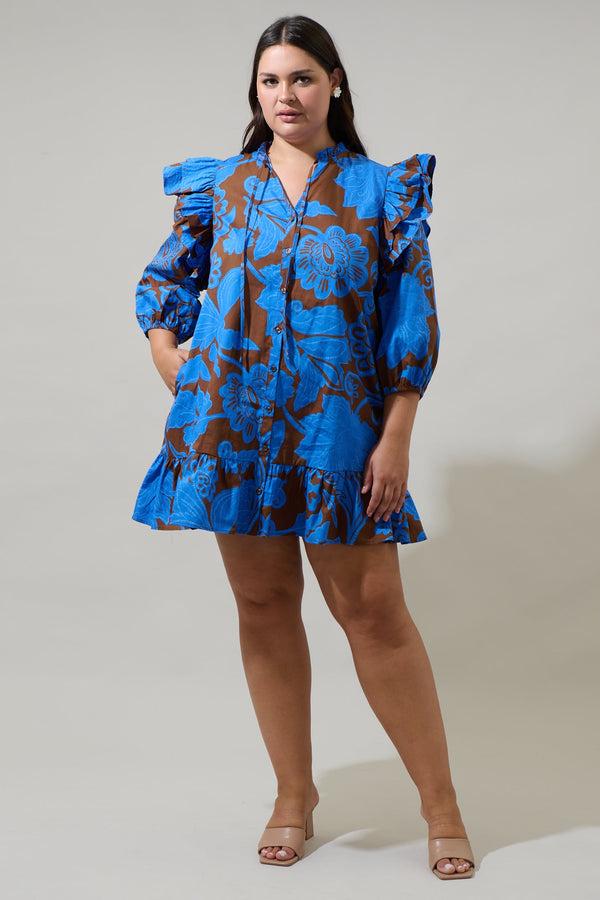 Sugarlips Ofelia Floral Sammy Ruffle Drop Waist Dress Curve