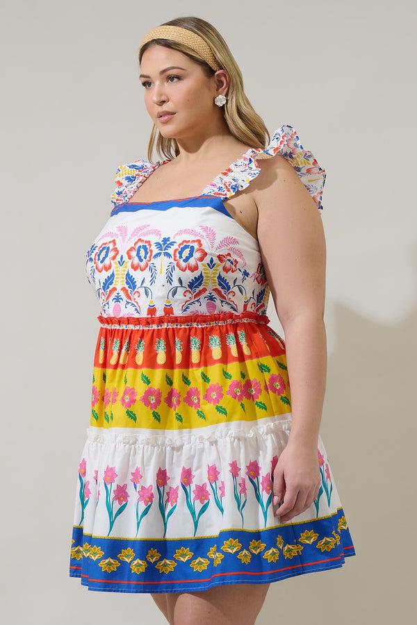 Sugarlips Olympia Floral Ruffle Tiered Mini Dress Curve