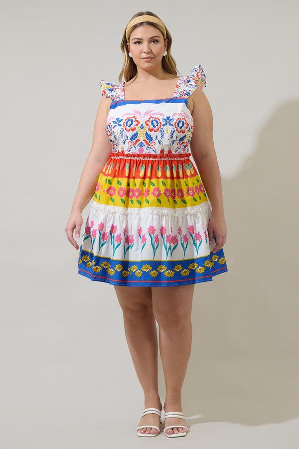 Sugarlips Olympia Floral Ruffle Tiered Mini Dress Curve