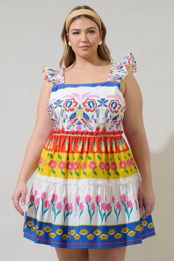 sugarlips Olympia Floral Ruffle Tiered Mini Dress Curve