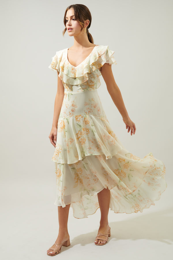 Sugarlips Once Upon A Time Ruffle Tiered Sinclair Midi Dress