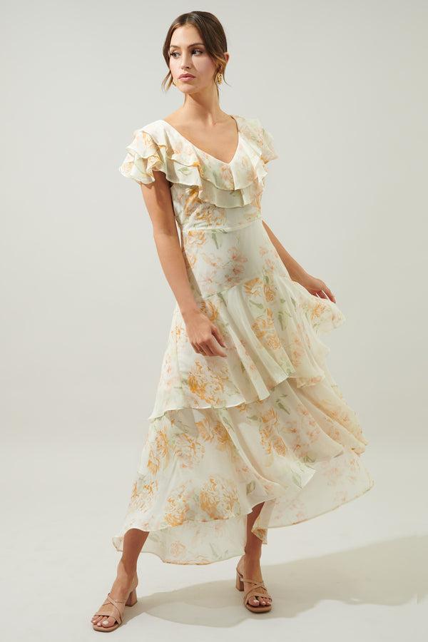 Sugarlips Once Upon A Time Ruffle Tiered Sinclair Midi Dress