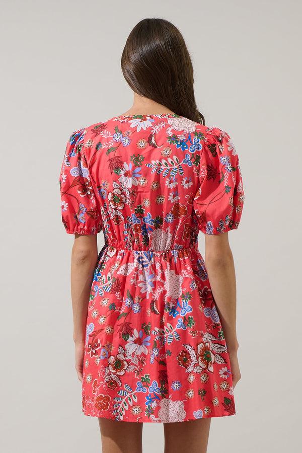 Sugarlips Oreanna Floral Alba Puff Sleeve Mini Dress