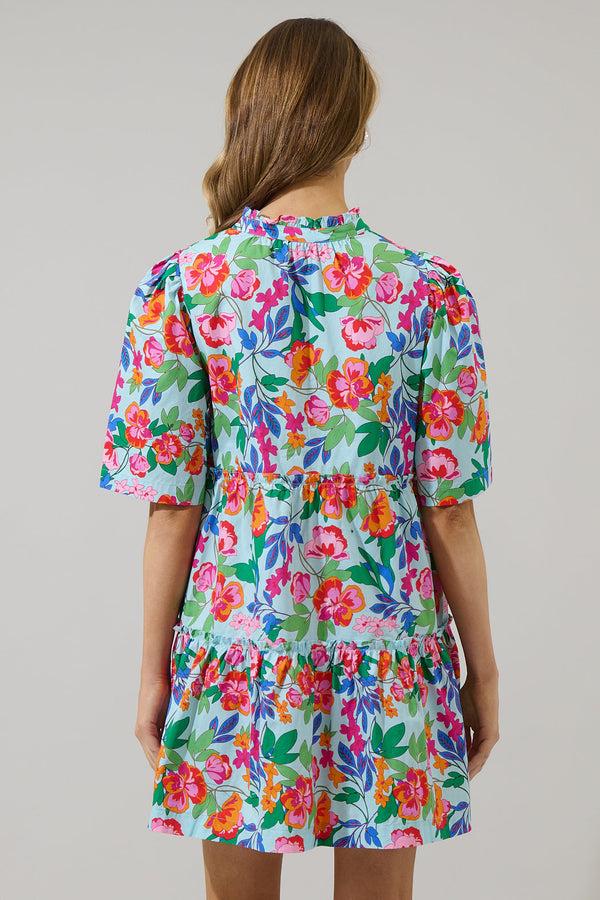 Sugarlips Orlena Floral Dixie Split Neck Shift Dress