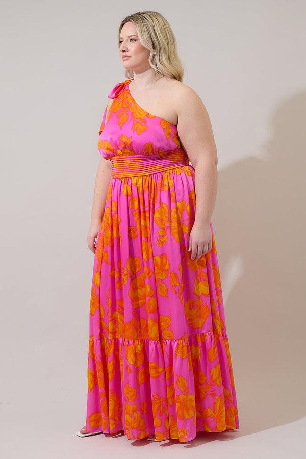 Sugarlips Pacey Floral Bayou One Shoulder Maxi Dress Curve