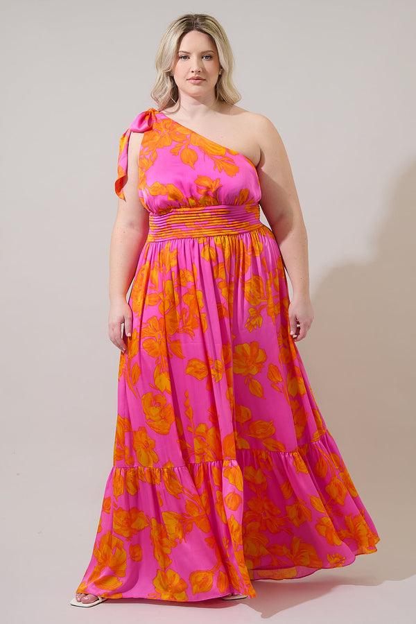 sugarlips Pacey Floral Bayou One Shoulder Maxi Dress Curve