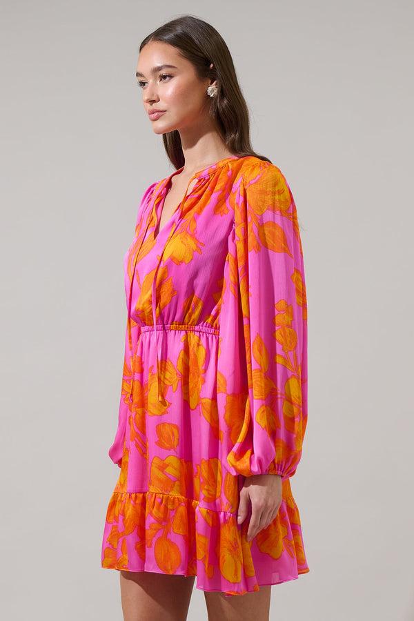 Sugarlips Pacey Floral Paxton Balloon Sleeve Mini Dress