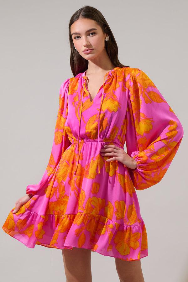 sugarlips Pacey Floral Paxton Balloon Sleeve Mini Dress