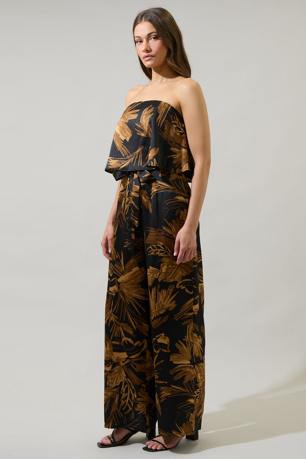 Sugarlips Palm Tropics Midnight Pinal Strapless Jumpsuit