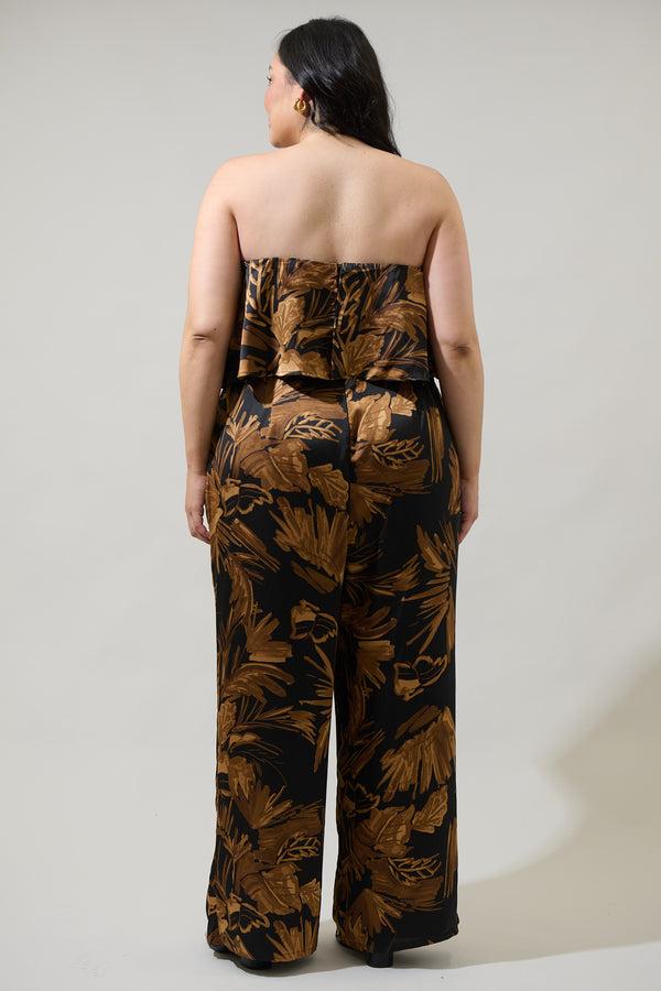 Sugarlips Palm Tropics Midnight Pinal Strapless Jumpsuit Curve