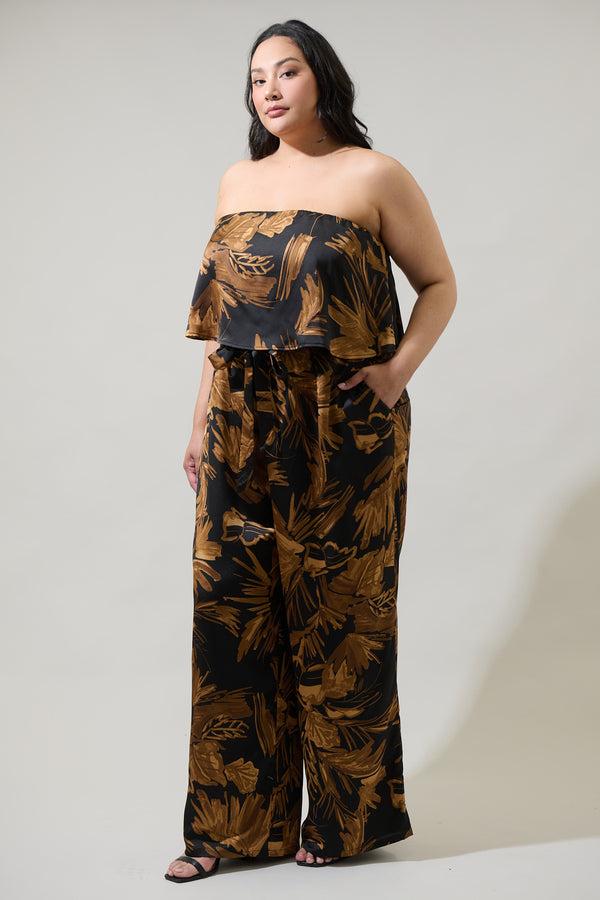Sugarlips Palm Tropics Midnight Pinal Strapless Jumpsuit Curve