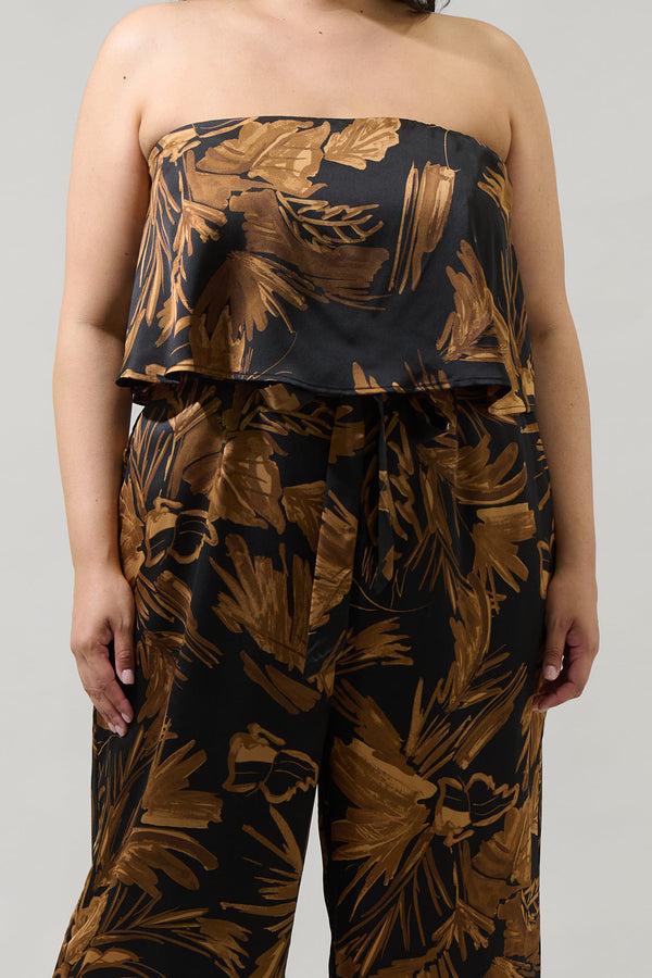 Sugarlips Palm Tropics Midnight Pinal Strapless Jumpsuit Curve