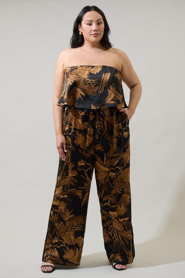 sugarlips Palm Tropics Midnight Pinal Strapless Jumpsuit Curve
