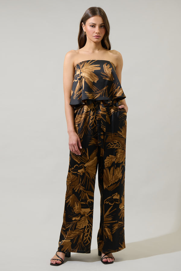 sugarlips Palm Tropics Midnight Pinal Strapless Jumpsuit