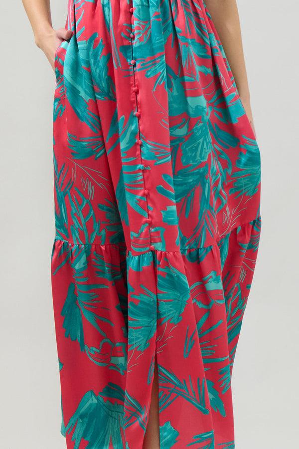 Sugarlips Palm Tropics Pismo Button Down Flutter Maxi Dress