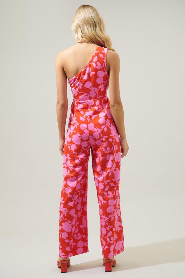 Sugarlips Palmas Cherry Villa One Shoulder Jumpsuit