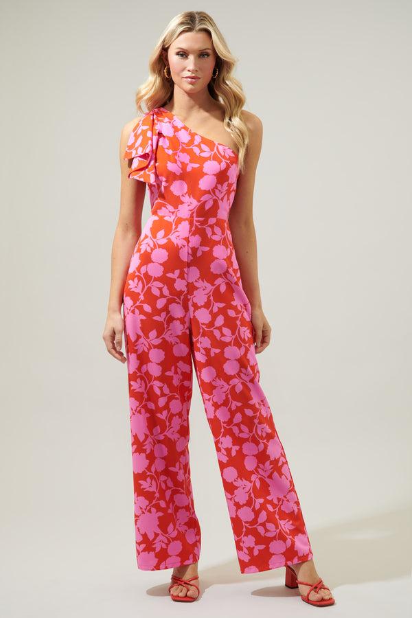sugarlips Palmas Cherry Villa One Shoulder Jumpsuit