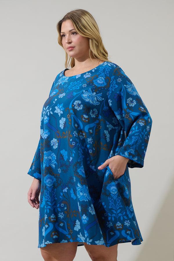 Sugarlips Palmate Floral Lonna Shift Mini Dress Curve