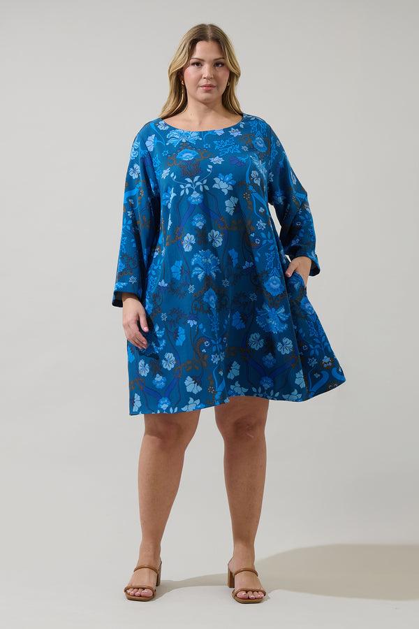 Sugarlips Palmate Floral Lonna Shift Mini Dress Curve