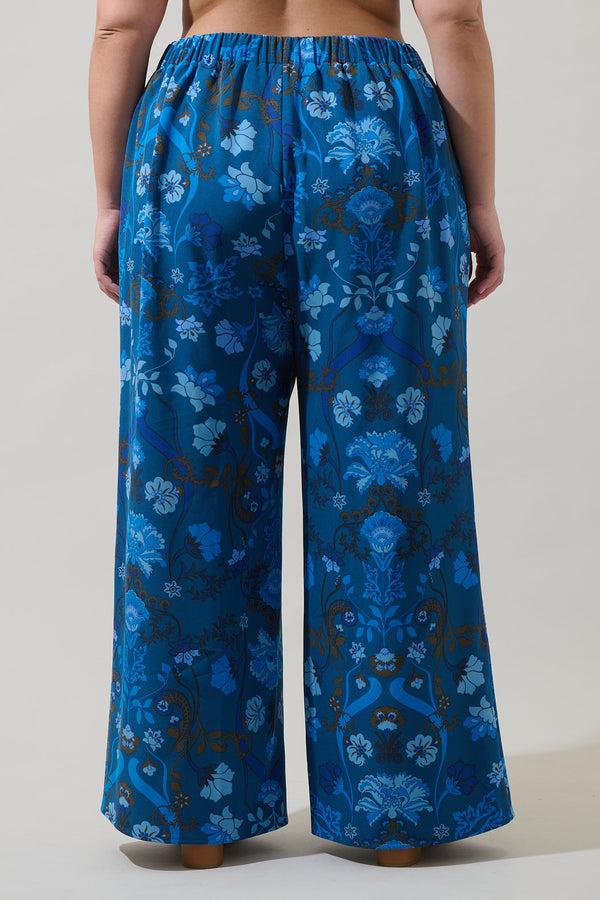 Sugarlips Palmate Floral Pluma Wide Leg Pants Curve