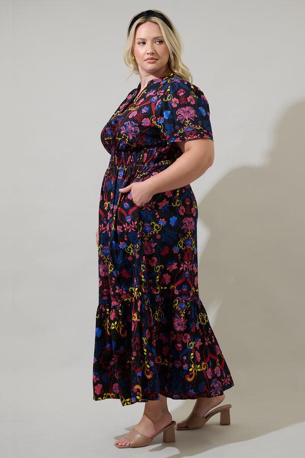 Sugarlips Palmero Midnight Belraj Poplin Maxi Dress Curve