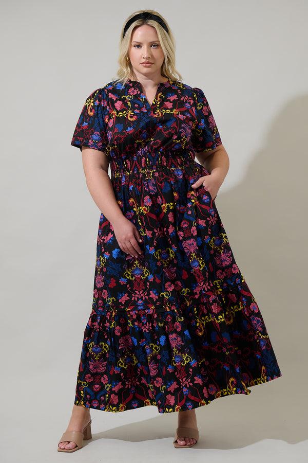 sugarlips Palmero Midnight Belraj Poplin Maxi Dress Curve
