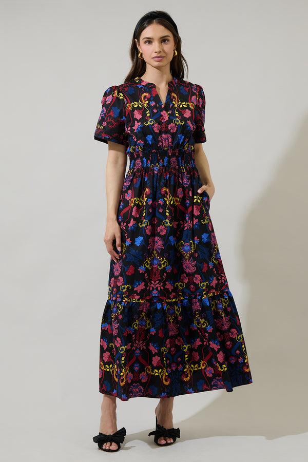 sugarlips Palmero Midnight Belraj Poplin Maxi Dress