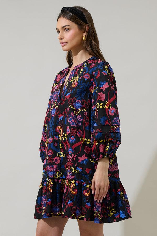 Sugarlips Palmero Midnight Velma Ruffle Shift Dress
