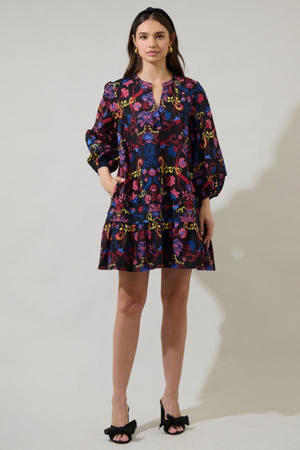 Sugarlips Palmero Midnight Velma Ruffle Shift Dress