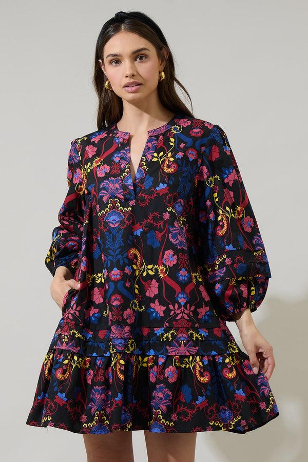 sugarlips Palmero Midnight Velma Ruffle Shift Dress