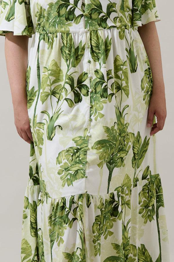 Sugarlips Palmet Tropical Evianna Flutter Maxi Dress Curve