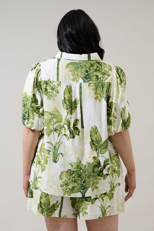 Sugarlips Palmet Tropical Jacine Collared Shirt Curve