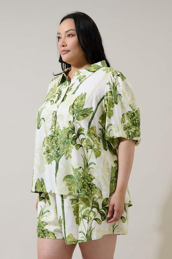 Sugarlips Palmet Tropical Jacine Collared Shirt Curve