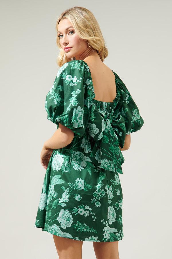 Sugarlips Pascal Floral Marion Puff Sleeve Babydoll Mini Dress