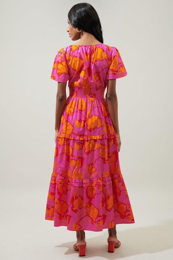Sugarlips Passion Punch Palmer Poplin Tiered Maxi Dress