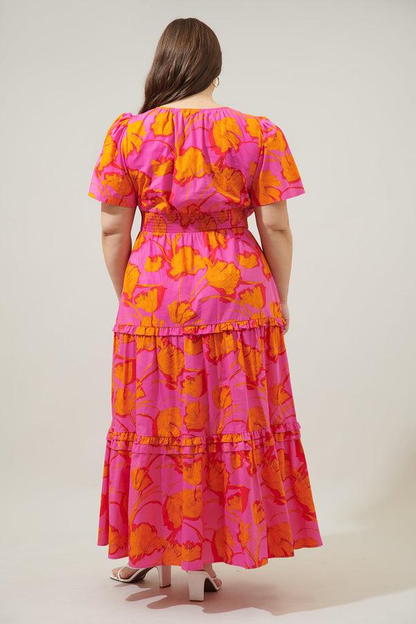 Sugarlips Passion Punch Palmer Poplin Tiered Maxi Dress Curve