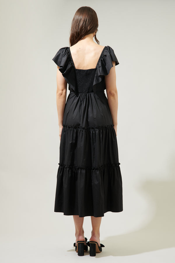 Sugarlips Petaluma Poplin Flutter Sleeve Midi Dress