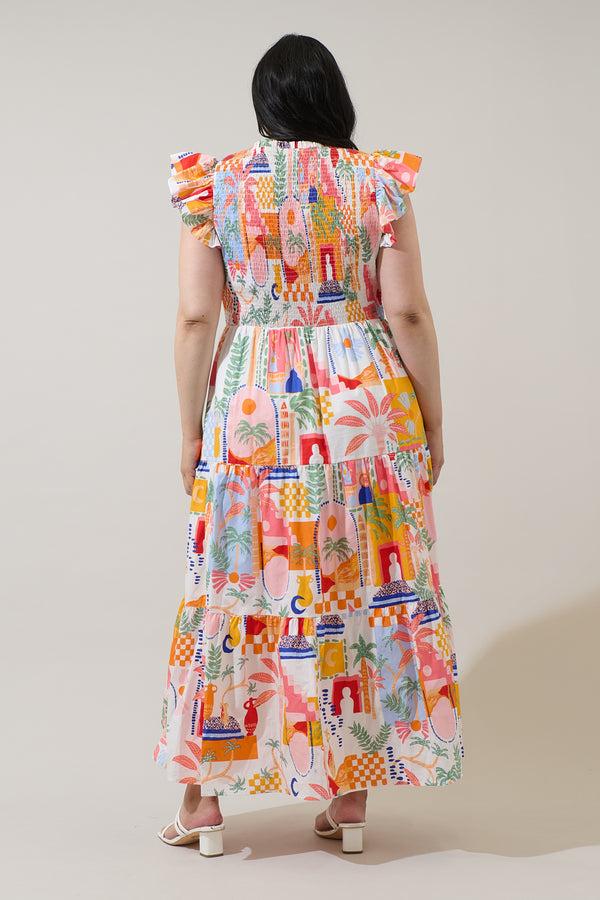 Sugarlips Petrolia Town Sunfire Tiered Midi Dress Curve