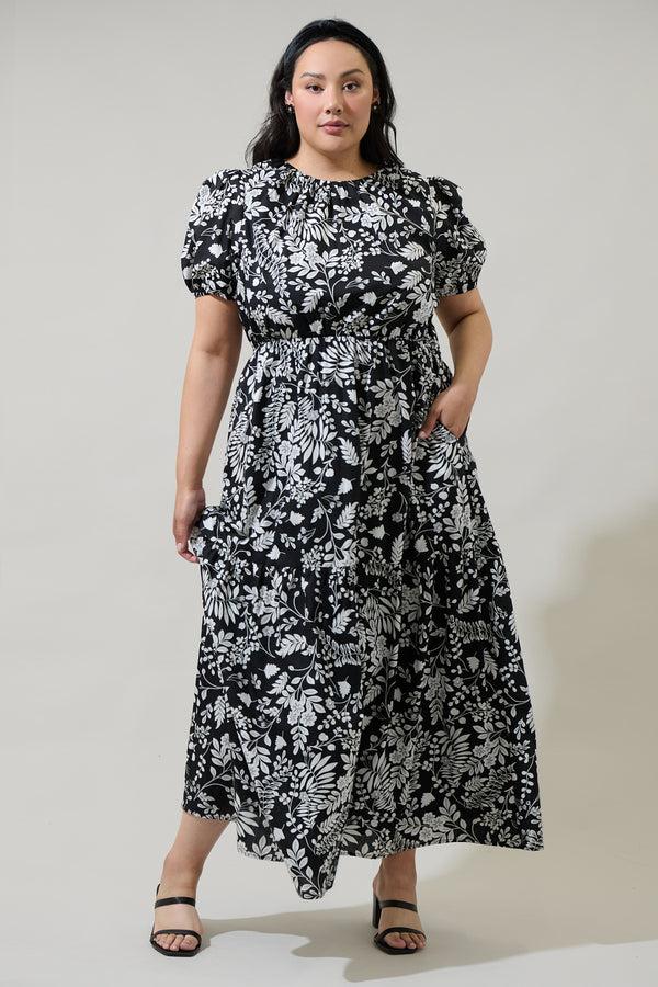 sugarlips Pine Hill Floral Becca Tiered Maxi Dress Curve