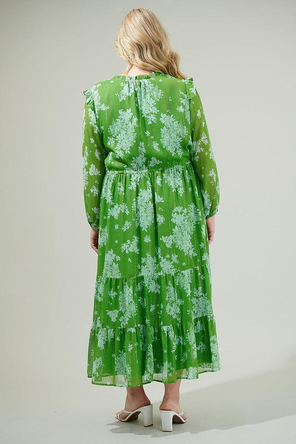 Sugarlips Polare Floral Kristen Tiered Midi Dress Curve