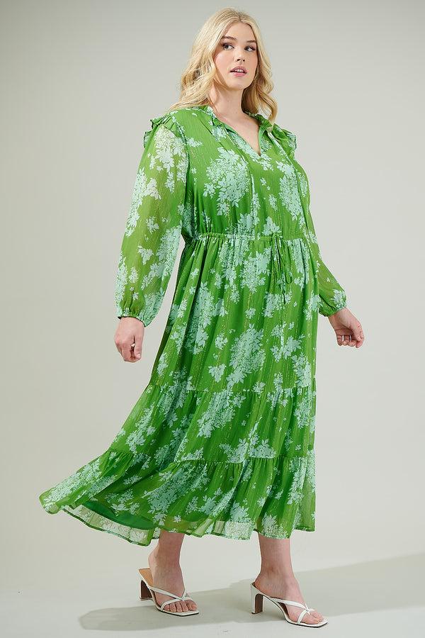 Sugarlips Polare Floral Kristen Tiered Midi Dress Curve