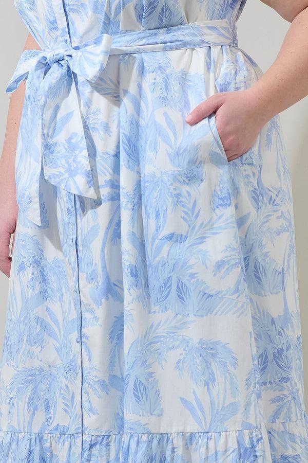 Sugarlips Poly Leaf Cileah Collared Maxi Dress Curve