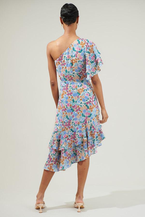 Sugarlips Posy Blossom One Shoulder Asymmetrical Dress