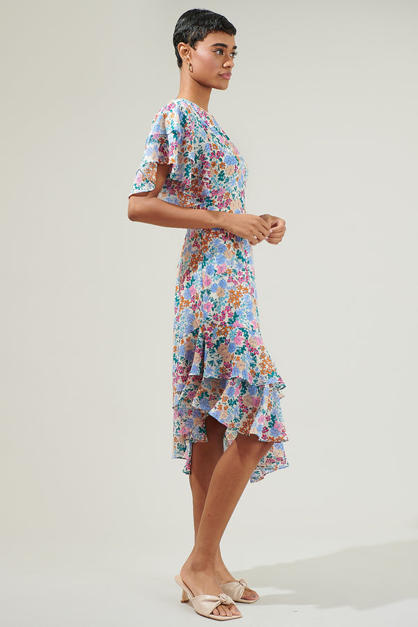Sugarlips Posy Blossom One Shoulder Asymmetrical Dress