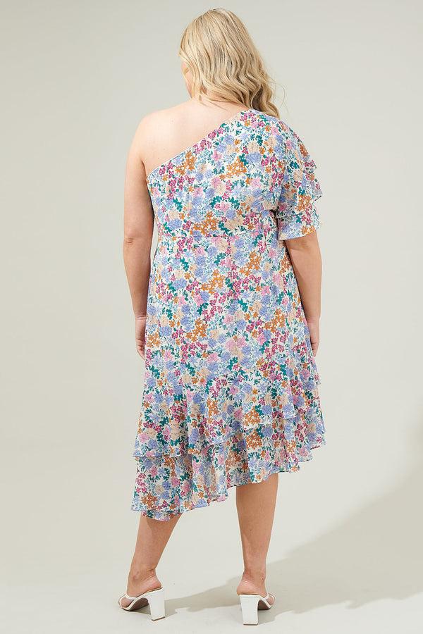 Sugarlips Posy Blossom One Shoulder Asymmetrical Dress Curve