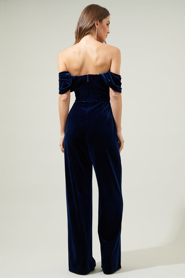 Sugarlips Power Of Love Velvet Off The Shoulder Jumpsuit