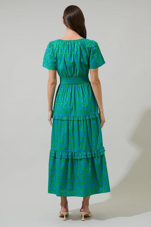 Sugarlips Prism Play Palmer Poplin Tiered Maxi Dress