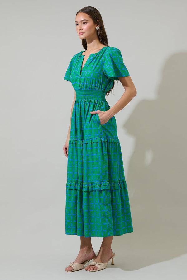 Sugarlips Prism Play Palmer Poplin Tiered Maxi Dress