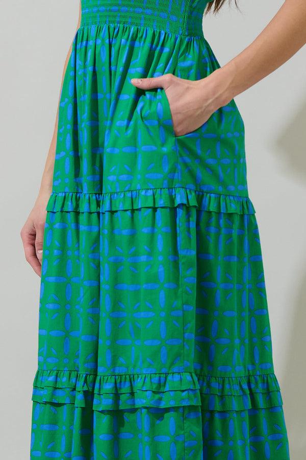 Sugarlips Prism Play Palmer Poplin Tiered Maxi Dress