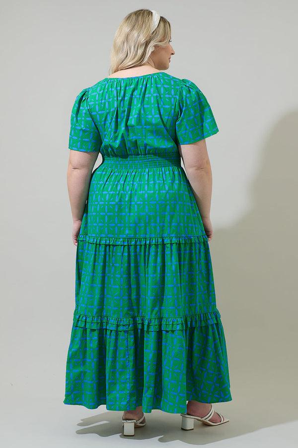 Sugarlips Prism Play Palmer Poplin Tiered Maxi Dress Curve